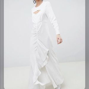 ASOS WHITE Edition Ruffle Maxi Dress in Grid Print NWT 6